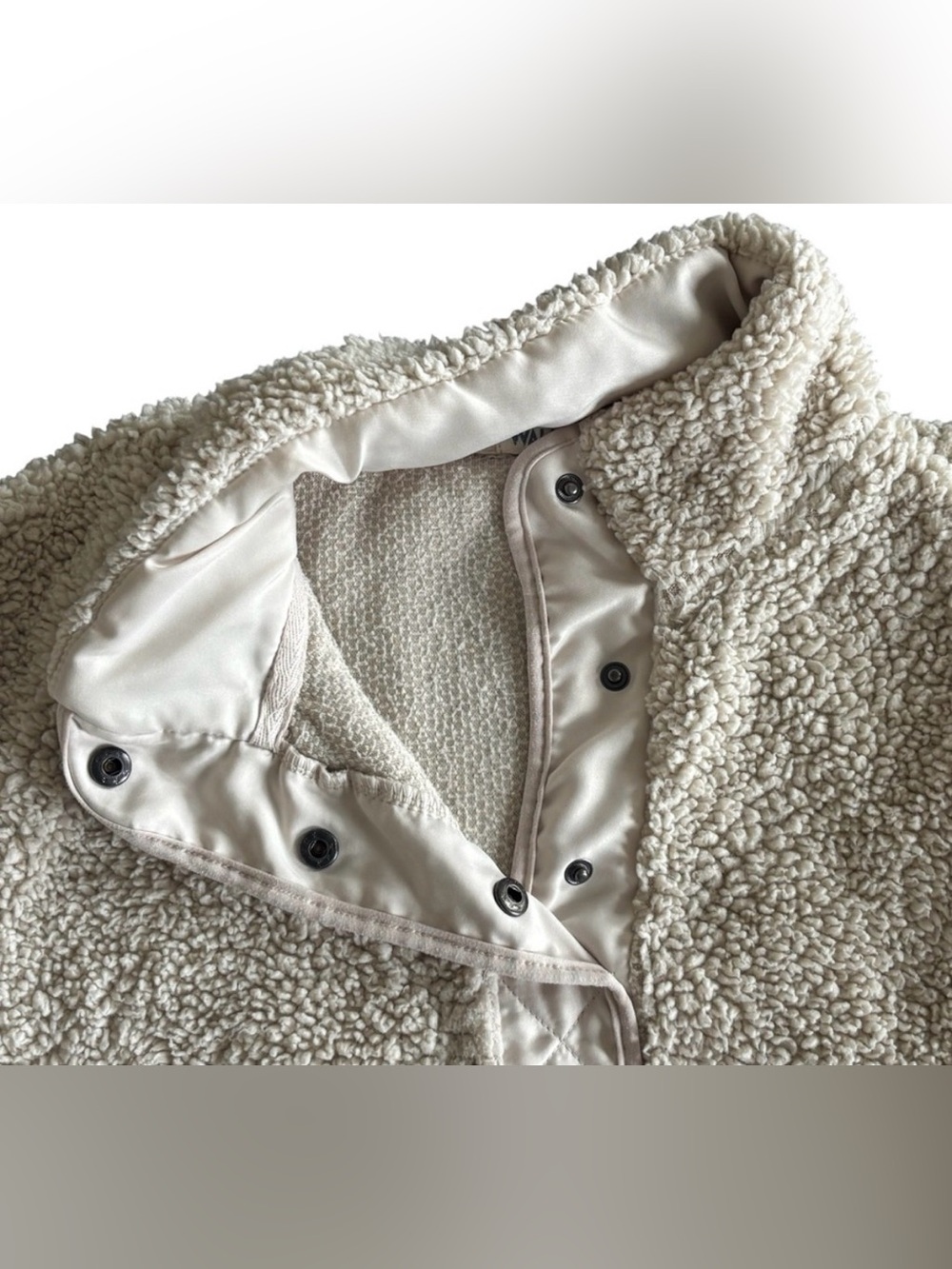 Wallflower Sherpa Cream Textured Knit Top with snap buttons